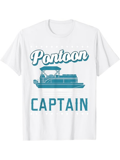 Men's Graphic T-Shirt Pontoon Captain With Retro Style Illustration Of Boating Pontoon