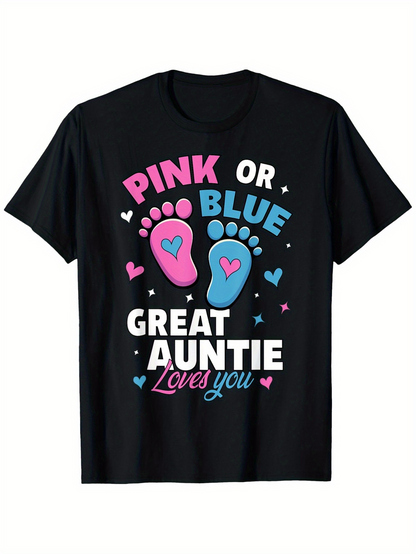 Men's Graphic T-Shirt Pink Or Blue Colorful Hearts And Stars Around Baby Footprints