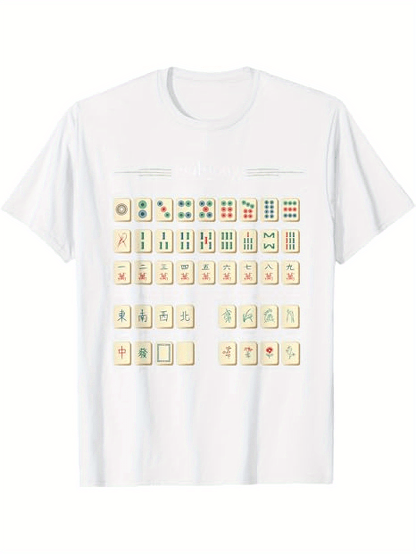 Men's Graphic T-Shirt Traditional Chinese Culture Pattern With Tiled Game Symbols Mah Jongg
