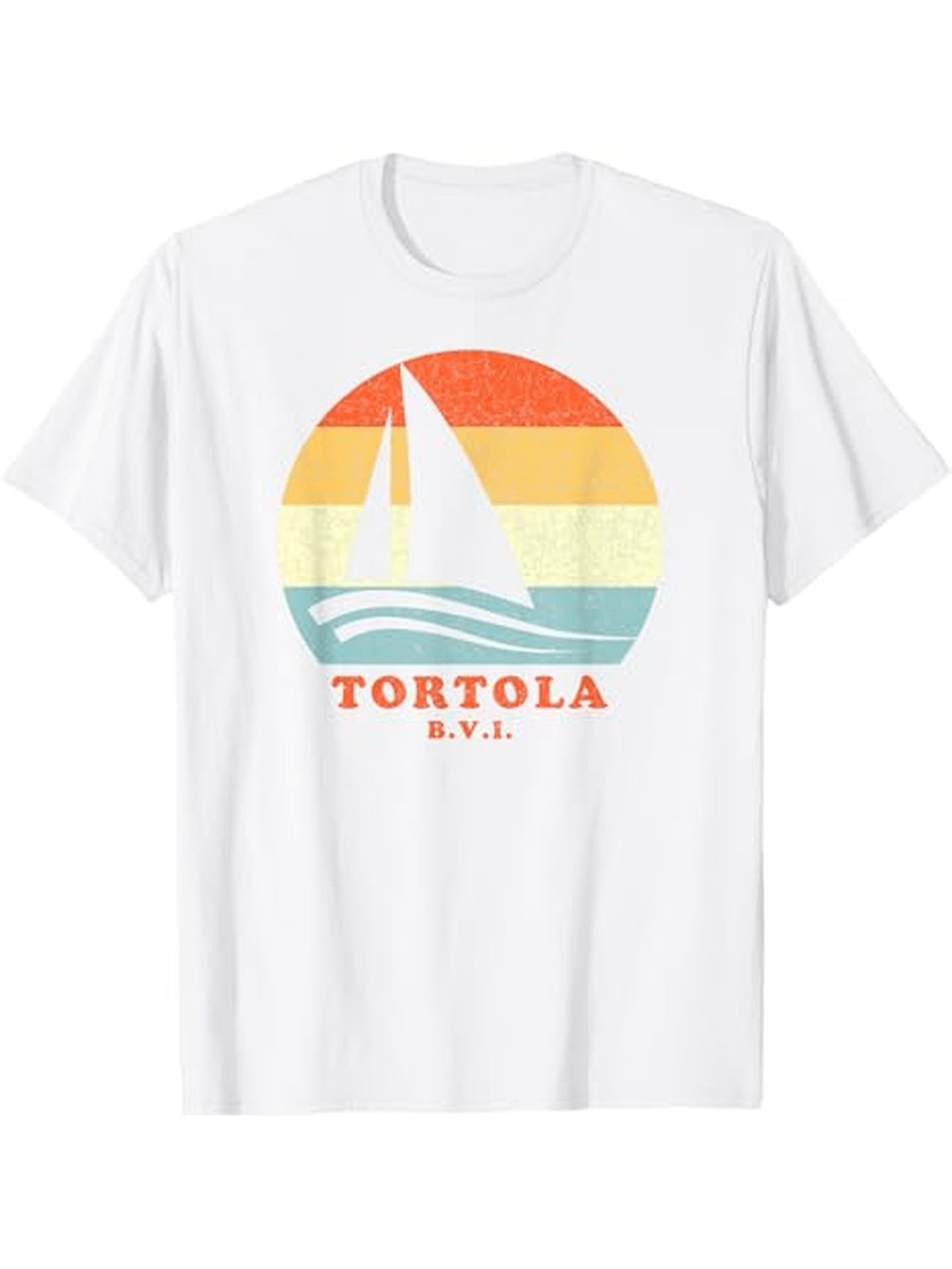 Men's Graphic T-Shirt Tortola BVI Sunset Stripes With Silhouette Of Sailboat