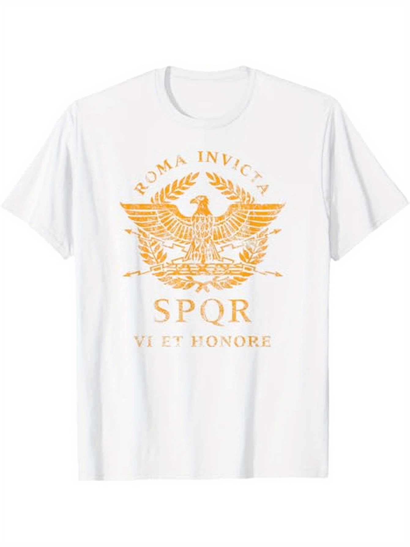 Men's Graphic T-Shirt Roma Invicta Golden Laurel Wreath With Eagle Under Roman Letters