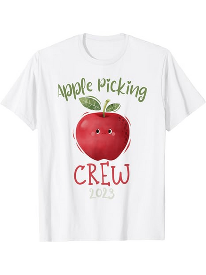 Men's Graphic T-Shirt Apple Picking Crew Hand Drawn Red Apple Illustration