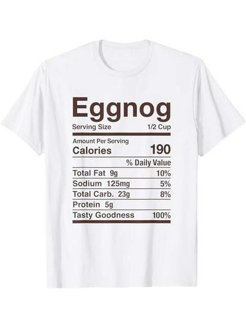 Men's Graphic T-Shirt Eggnog Nutrition Facts Table With Playful Ironic Detail Eggnog