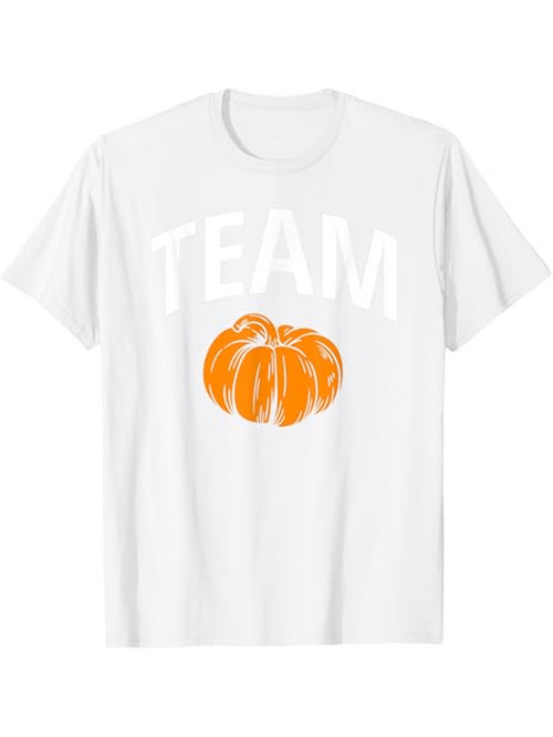 Men's Graphic T-Shirt Team Bold Lettering With Orange Autumn Pumpkin
