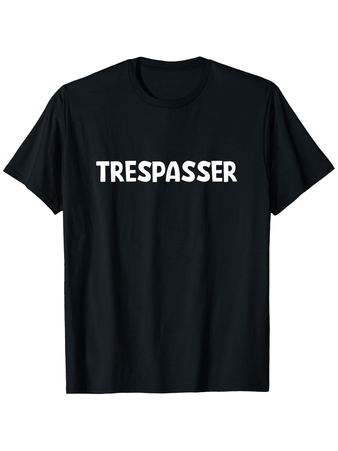 Men's Graphic T-Shirt Trespasser Bold White Letters Centered On Plain Black T Shirt