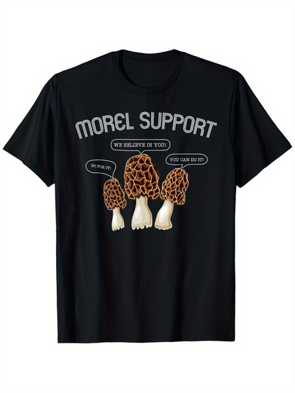 Men's Graphic T-Shirt Morel Support Cartoon Mushrooms Under Positive Message Mushroom