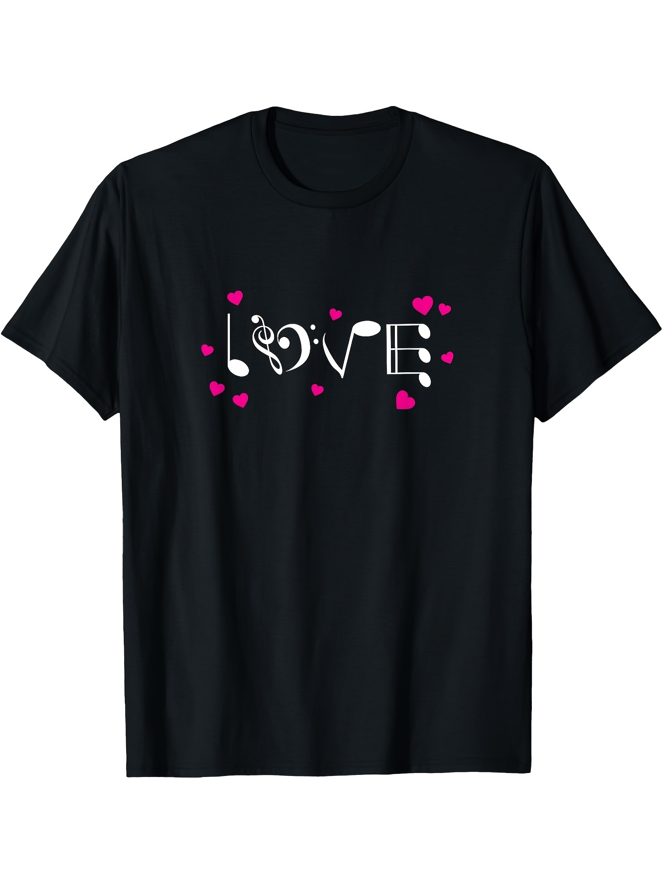 Men's Graphic T-Shirt Love Pink Hearts And Dotted Lines Scattered Around Word Art