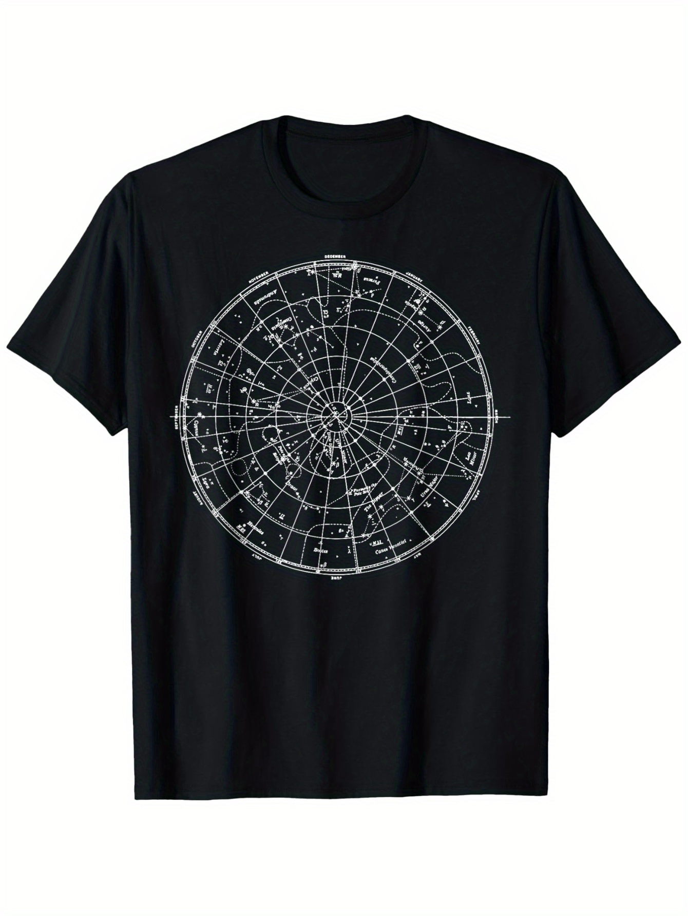 Men's Graphic T-Shirt Celestial Map With Detailed Star Constellation Lines And Zodiac Circle Chart