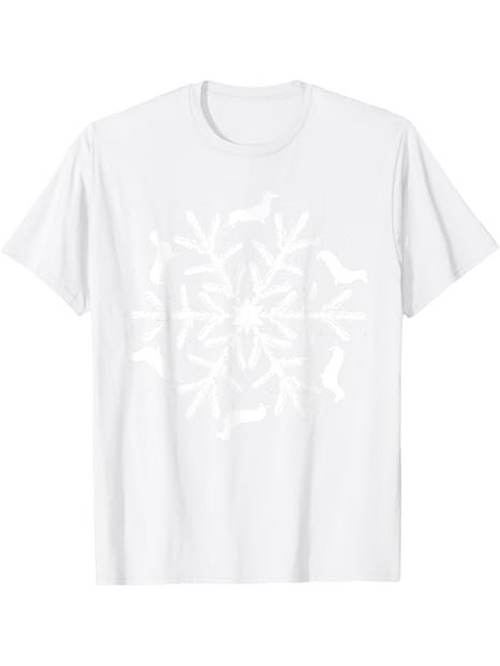 Men's Graphic T-Shirt Playful Dogs In Abstract Rotating Symmetrical Pattern Snowflake Shape