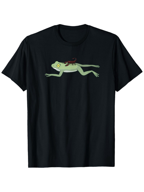 Men's Graphic T-Shirt Calm Green Lizard With Soft Shaded Limbs Crawling Gently On Black Background Lizard
