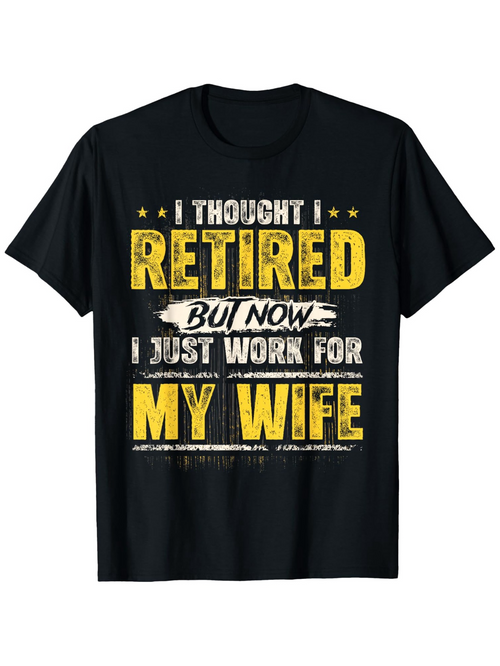 Men's Graphic T-Shirt Funny Retirement Bold Yellow Lettering On Black Shirt