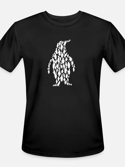 Men's Graphic T-Shirt Playful Penguins Gathering Under Arctic Night Forming Penguin