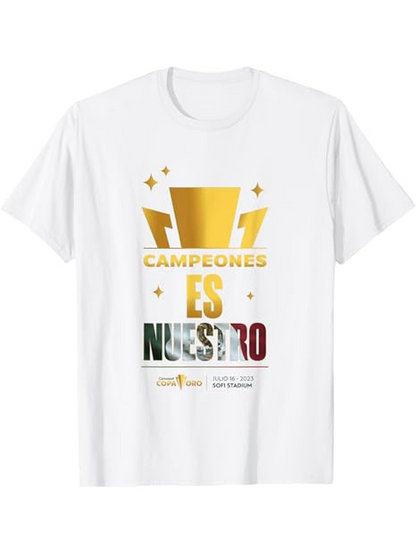 Men's Graphic T-Shirt Golden Trophy With Shimmering Accents On Clean White Cotton T Shirt