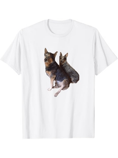 Men's Graphic T-Shirt Fluffy Brown And Black Coated Corgis Sitting Side By Side Under Soft Lighting Dog