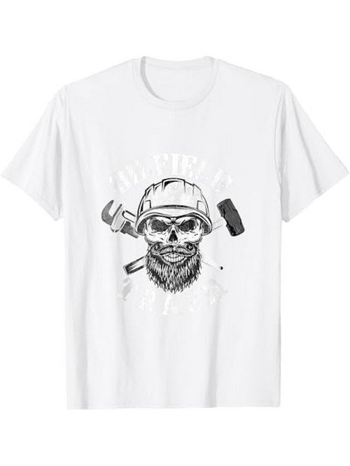 Men's Graphic T-Shirt Just Skilled Grunge Effect Worker Skull With Helmet Illustration