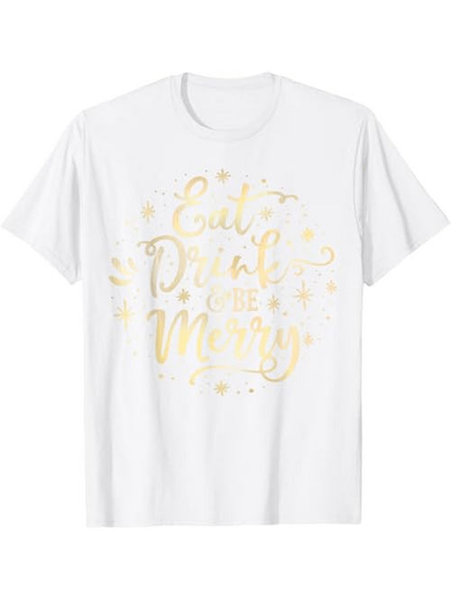 Men's Graphic T-Shirt Gold Print With Sparkling Stars In Radiant Festive Lettering T Shirt