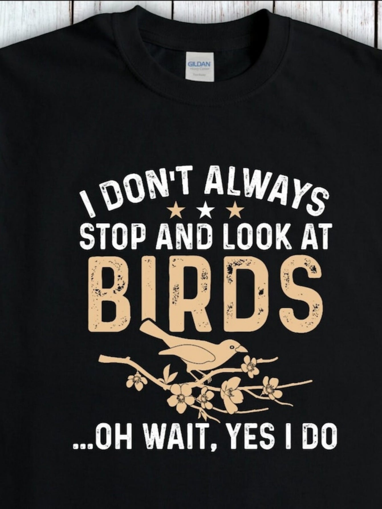 Men's Graphic T-Shirt I Dont Always Stop And Look At Birds With Blossoms And Resting Bird