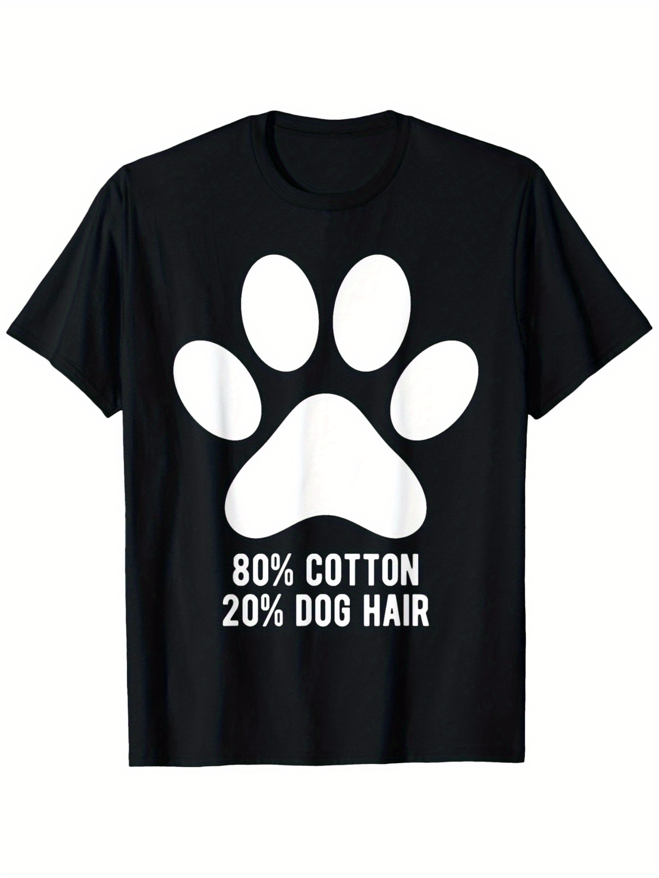 Men's Graphic T-Shirt Eighty Percent Cotton With Playful Paw Print Dog Hair