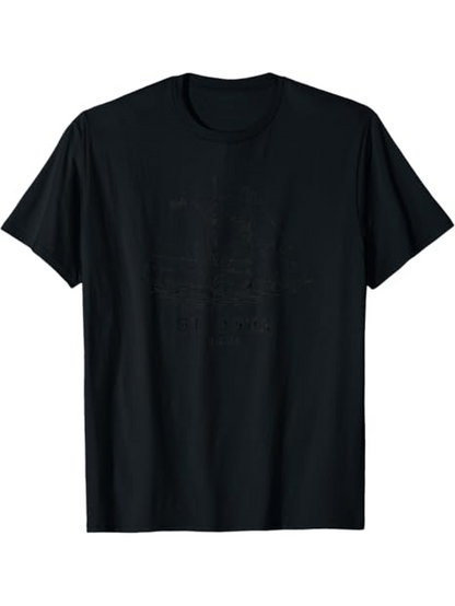 Men's Graphic T-Shirt Vintage blueprint sailboat and lighthouse