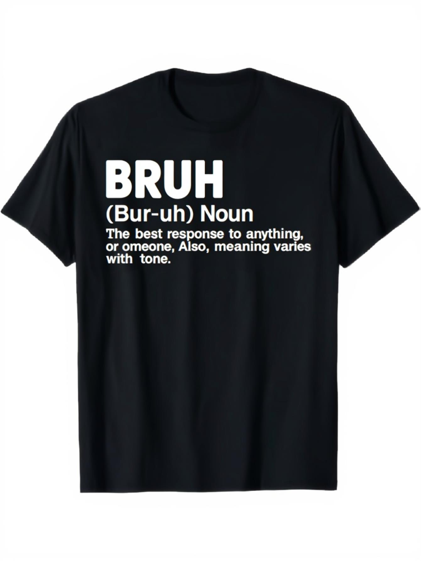 Men's Graphic T-Shirt Bruh Noun Humorous Slang With Bold White Dictionary Lettering Shirt