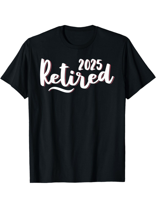 Men's Graphic T-Shirt 2025 Retired Bold Handwritten Script With Modern Minimalist Style Retired