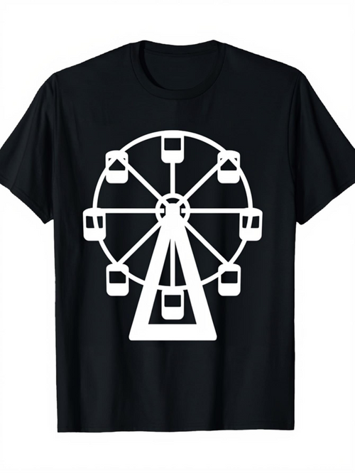 Men's Graphic T-Shirt Bold Minimal Design With Geometric Ferris Wheel Illustration