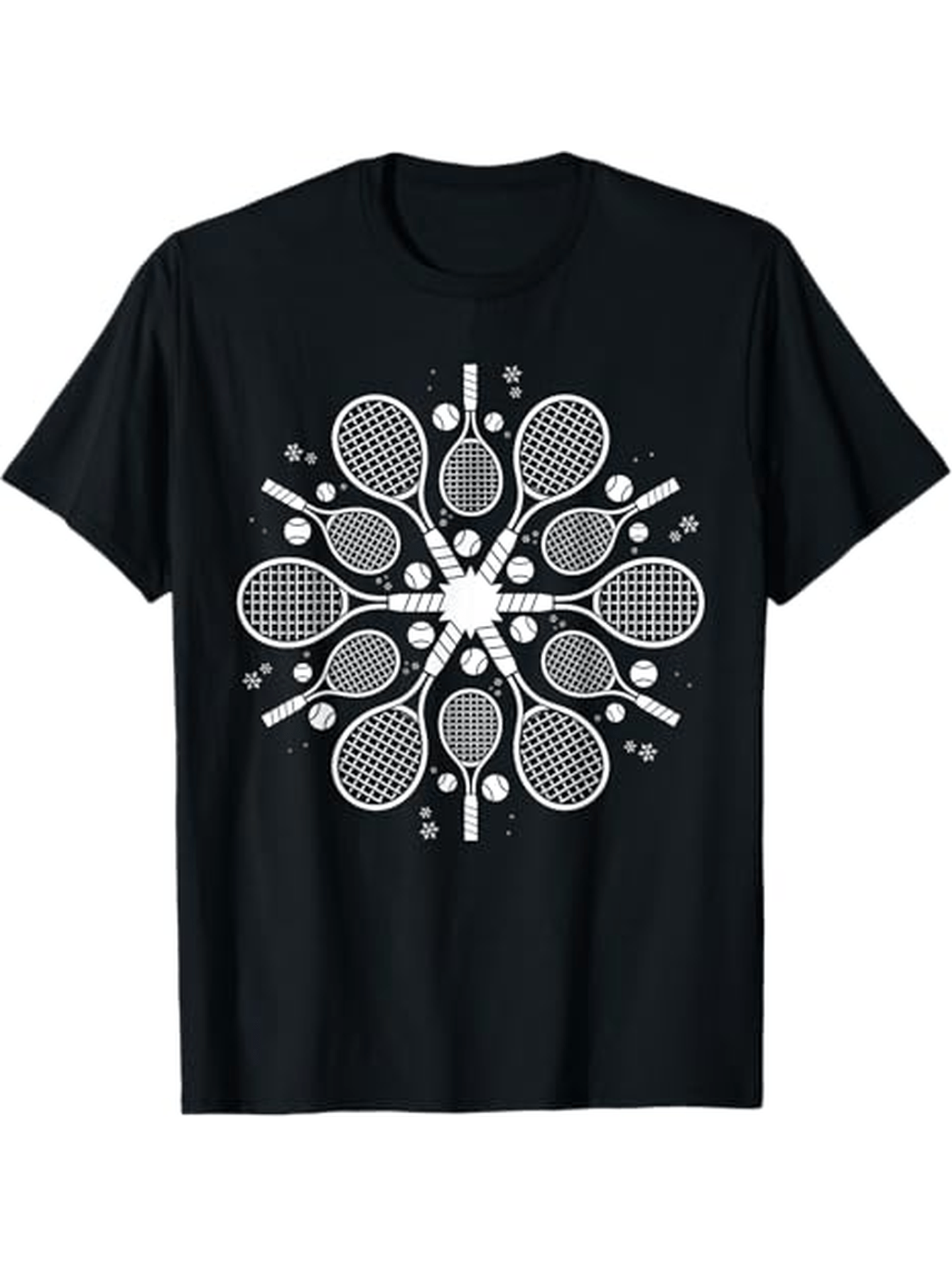 Men's Graphic T-Shirt Sporty Abstract Pattern With Tennis Rackets And Balls In Radiant Mandala