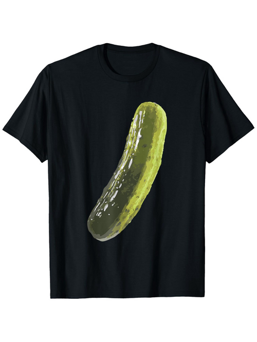 Men's Graphic T-Shirt Glossy Green Fresh Cucumber With Light Shining Over Smooth Black T Shirt