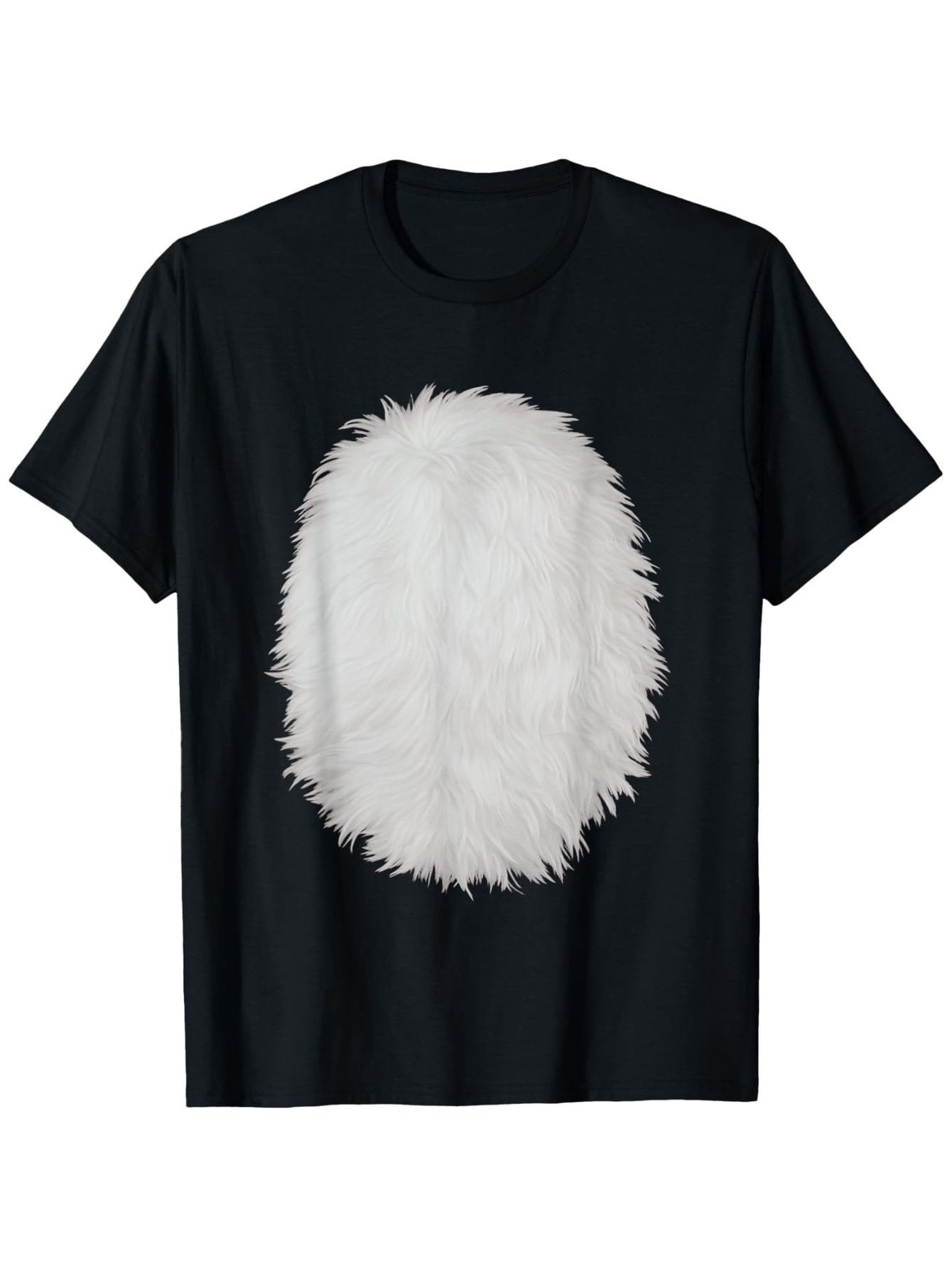 Men's Graphic T-Shirt Fuzzy Textured White Oval Shape On Minimalist Black T Shirt