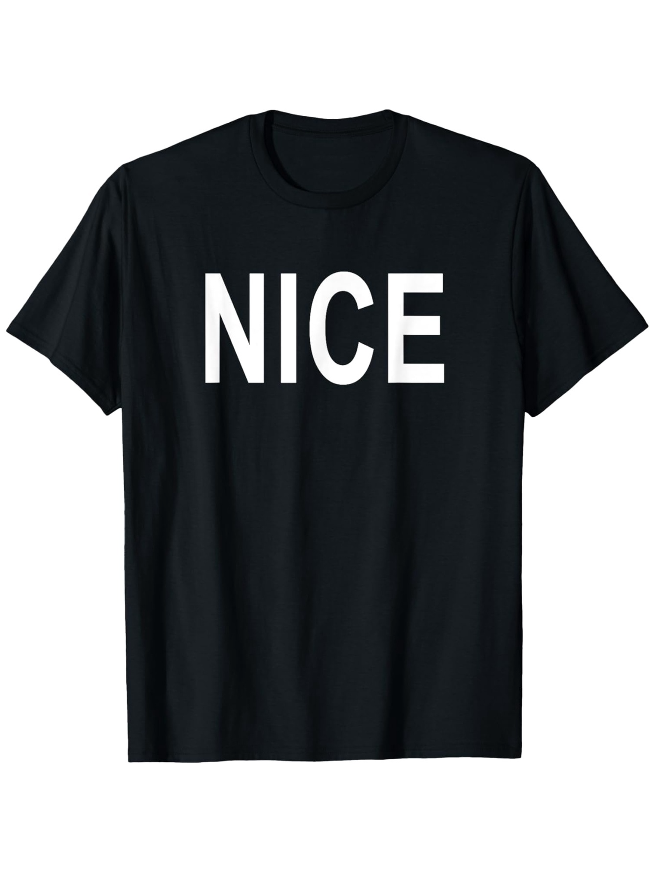 Men's Graphic T-Shirt Bold White Letters Centered On Black Cotton Shirt Nice