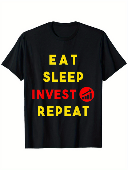 Men's Graphic T-Shirt Eat Sleep Repeat With Bold Chart Graphic Invest