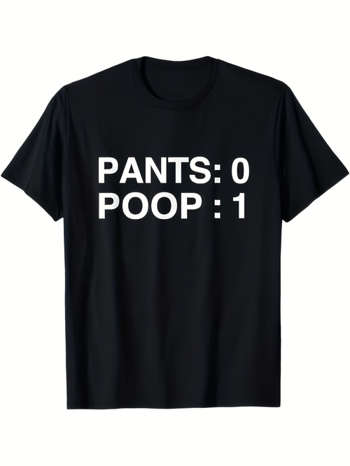 Men's Graphic T-Shirt Pants Zero Poop One Bold White Letters Humor Shirt