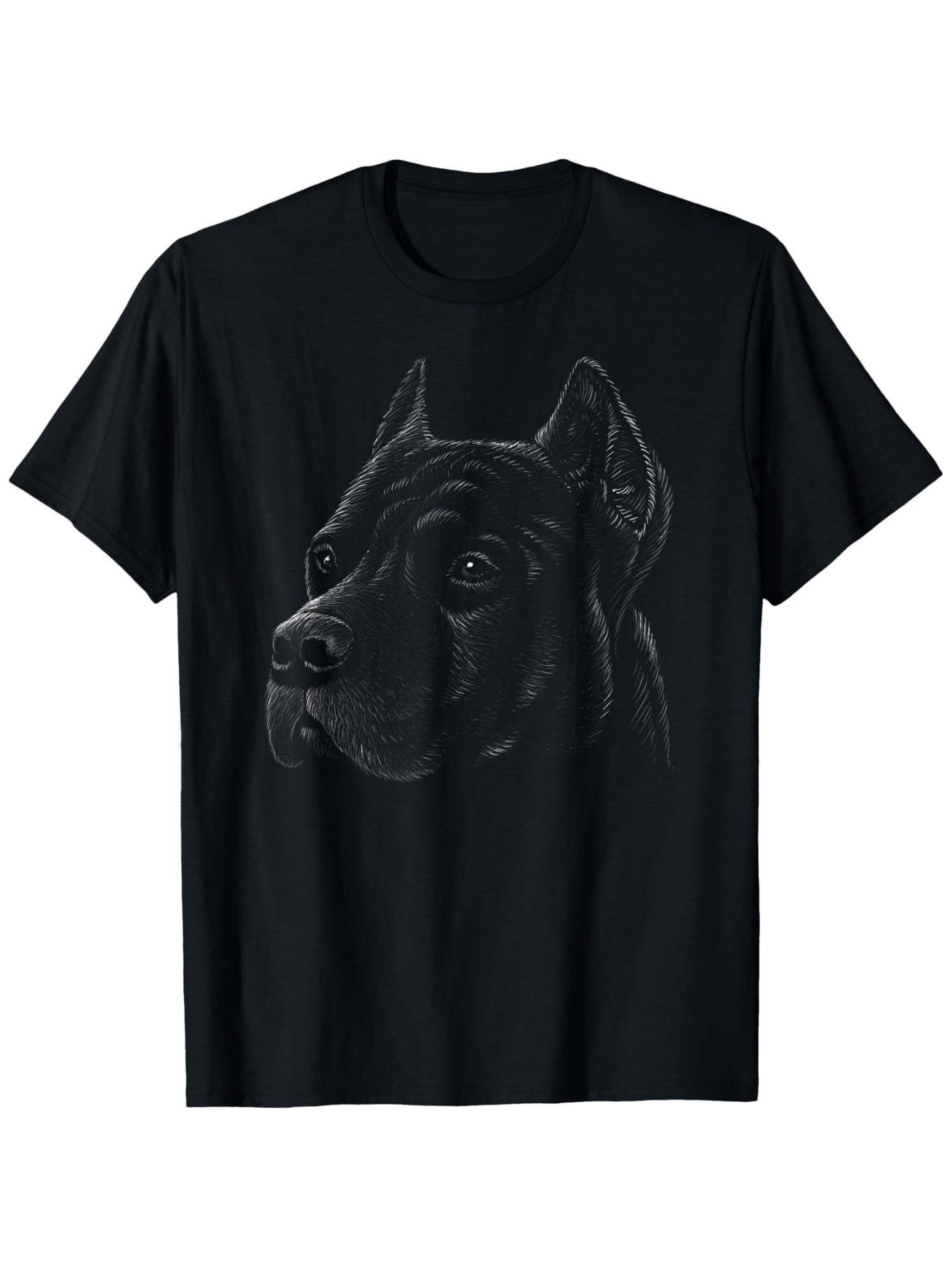 Men's Graphic T-Shirt Dramatic Low Light Shading With Strong Majestic Realistic Watchful Dog