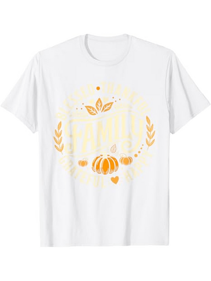 Men's Graphic T-Shirt Autumn Season With Golden Leaves Pumpkin And Heart Motif