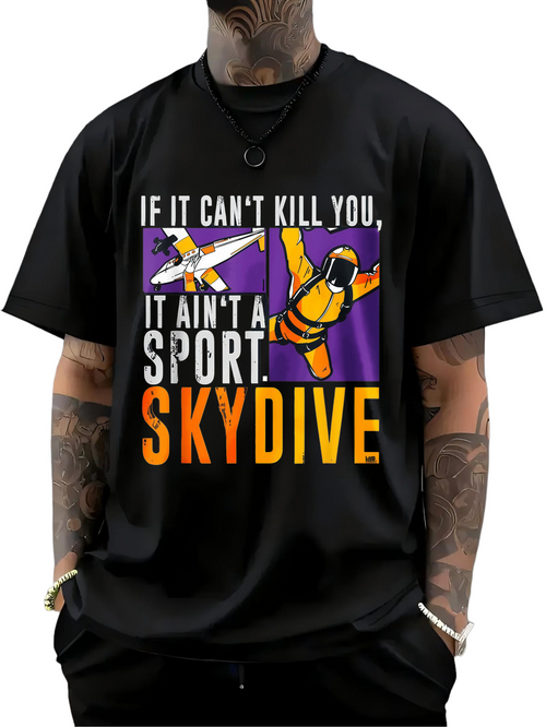 Men's Graphic T-Shirt If It Cant Kill You Skydive With Parachute And Flying Plane