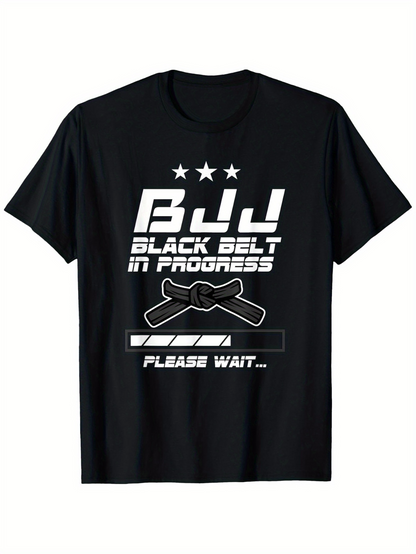 Men's Graphic T-Shirt BJJ Black Belt In Progress With Loading Bar And Martial Arts Belt