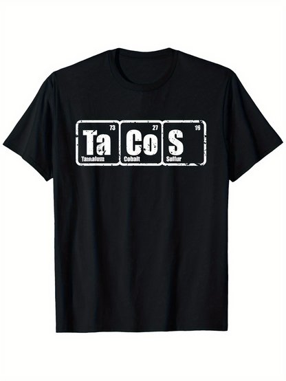Men's Graphic T-Shirt Tacos Stamped Letters With Science Block Design Tacos