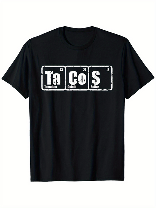 Men's Graphic T-Shirt Tacos Stamped Letters With Science Block Design Tacos