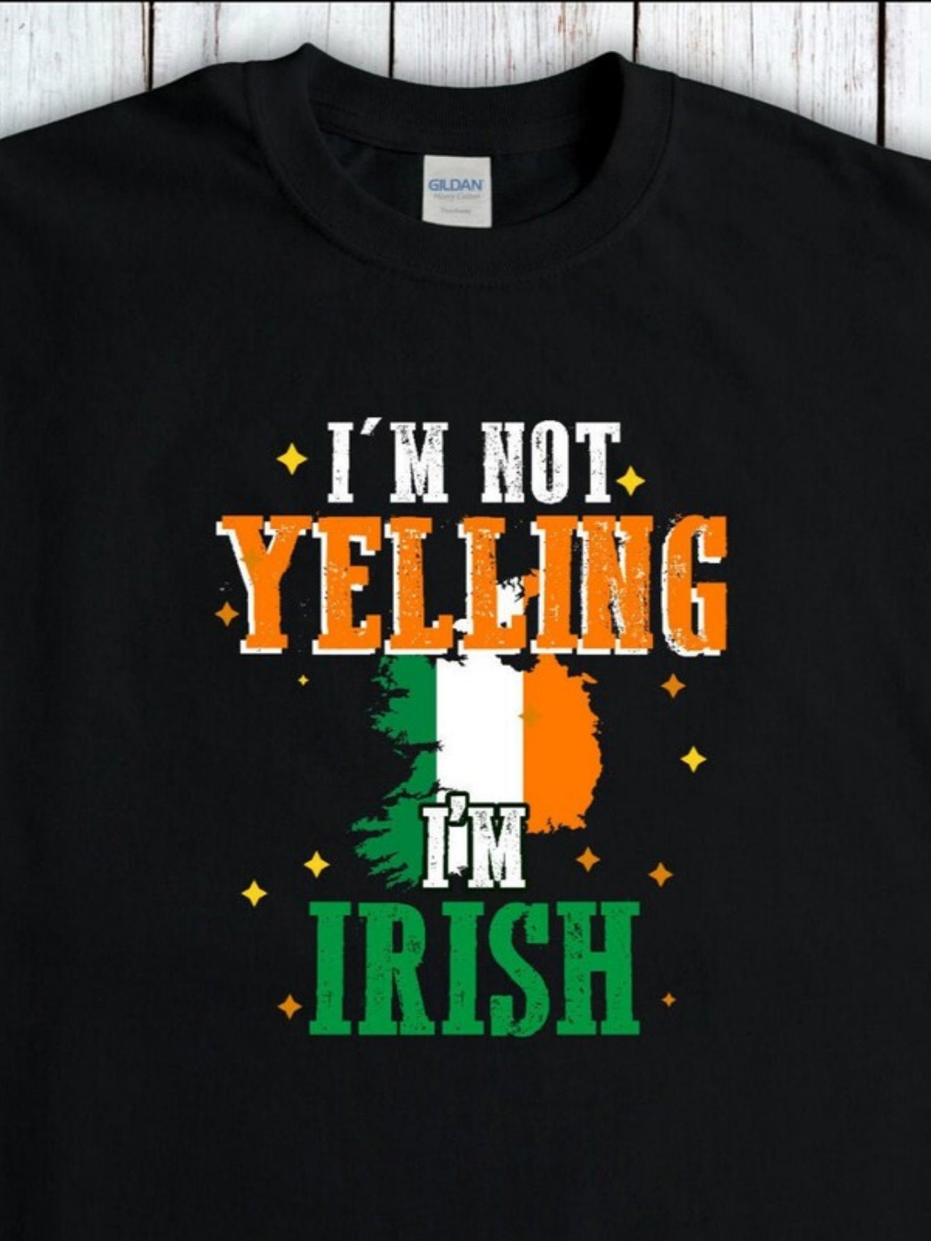 Men's Graphic T-Shirt Im Not Yelling Im Irish Splattered Flag Colors Surrounded By Festive Accents