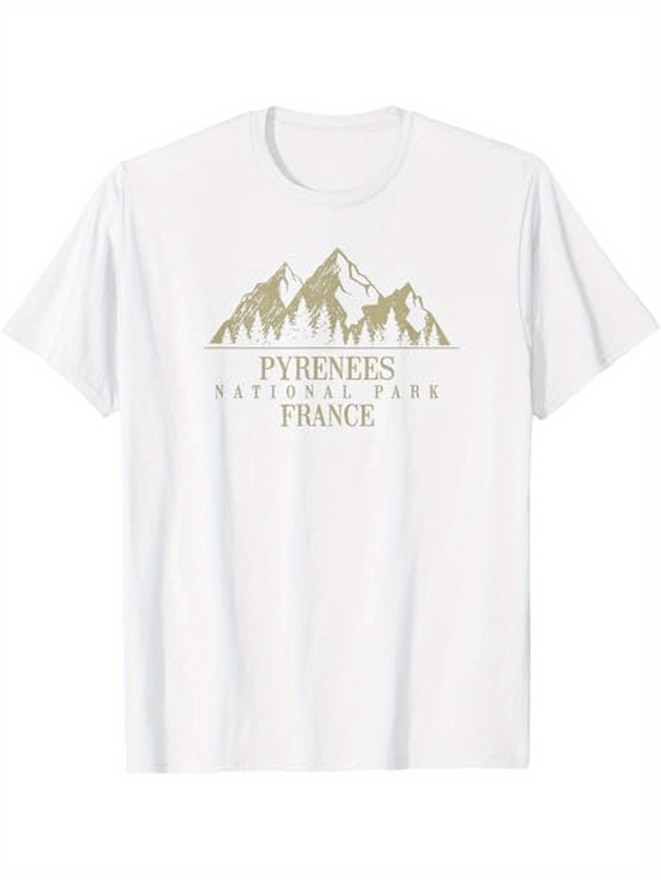 Men's Graphic T-Shirt Pyrenees National Park Peaks With Mountain Snow And Scenic France Landscape