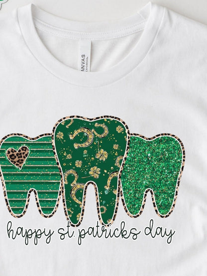 Men's Graphic T-Shirt Happy St Patricks Day With Green Glittery Festive Decorative Tooth
