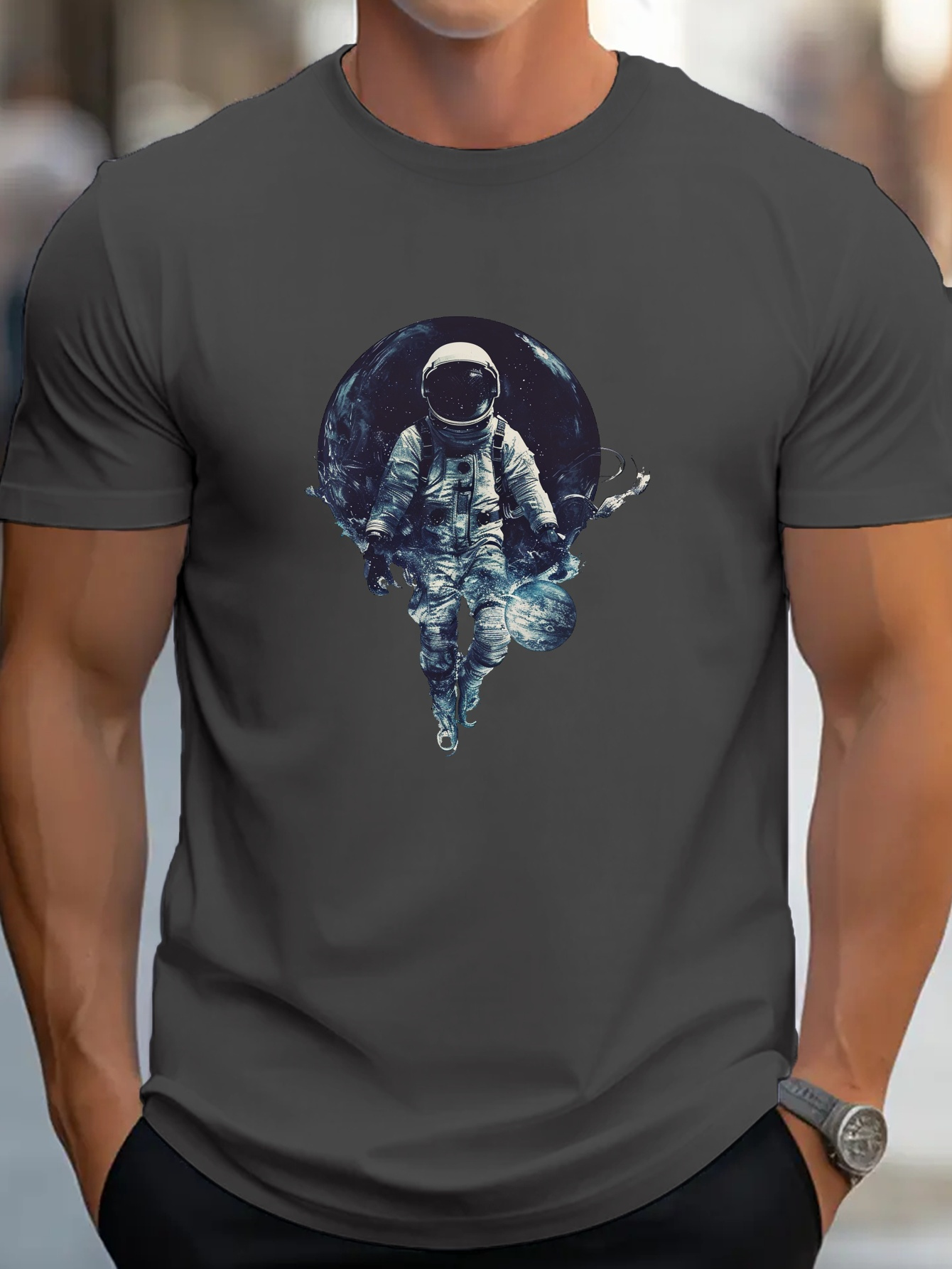Men's Graphic T-Shirt Floating Astronaut Surrounded By Stars And Cosmic Galaxy Space