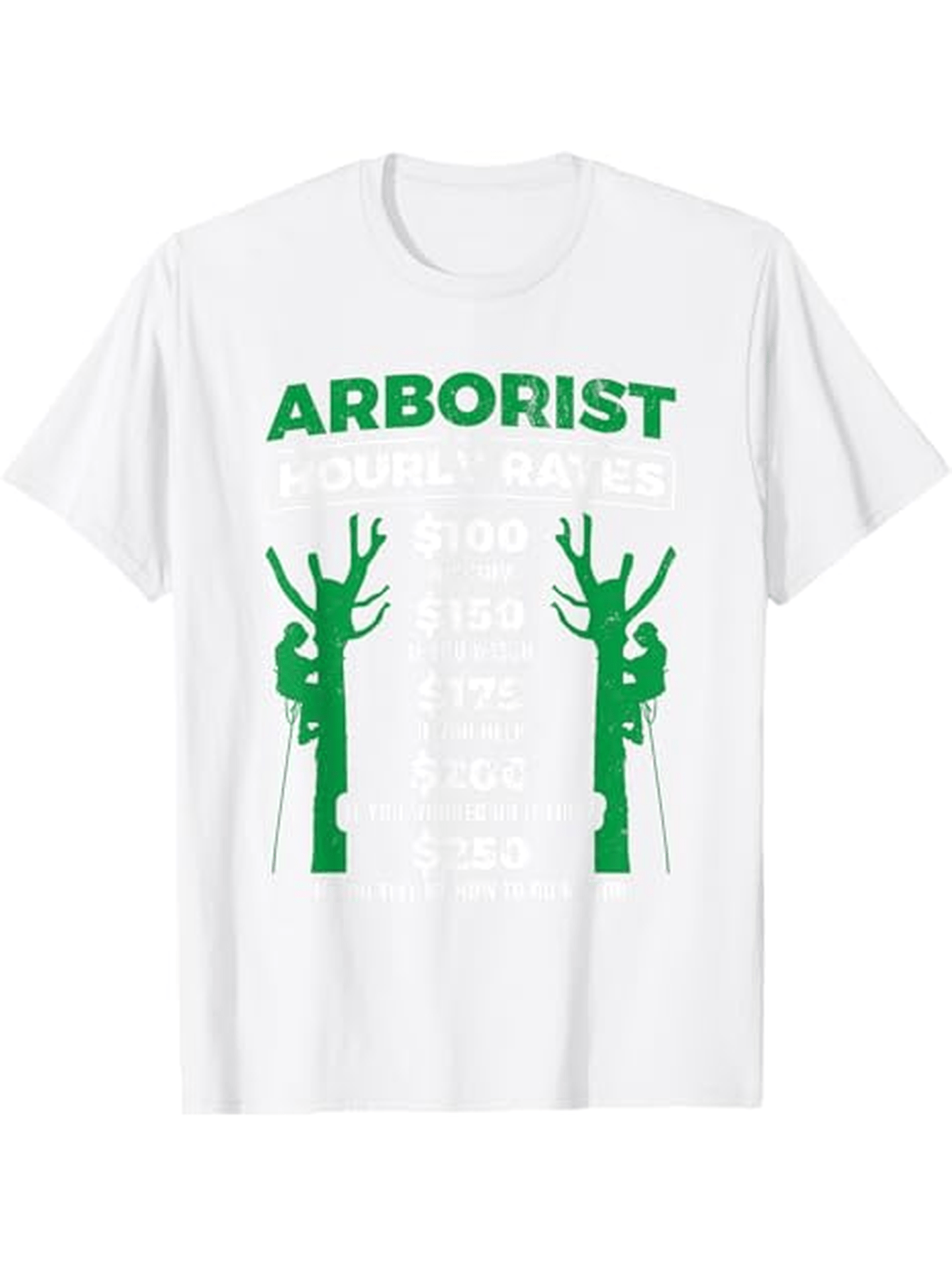 Men's Graphic T-Shirt Arborist Silhouette Figures Climbing Leafless Trees Under Bold Text