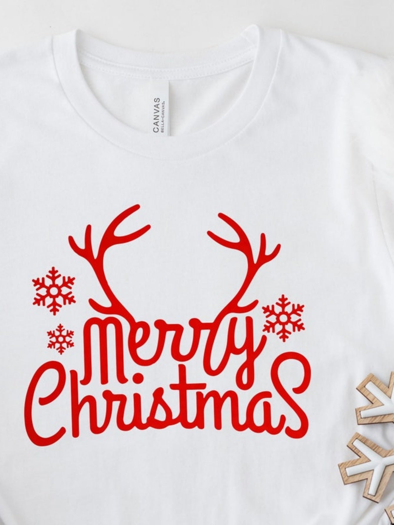 Men's Graphic T-Shirt Merry Christmas Playful Antlers With Snowflakes And Holiday Cheer Script