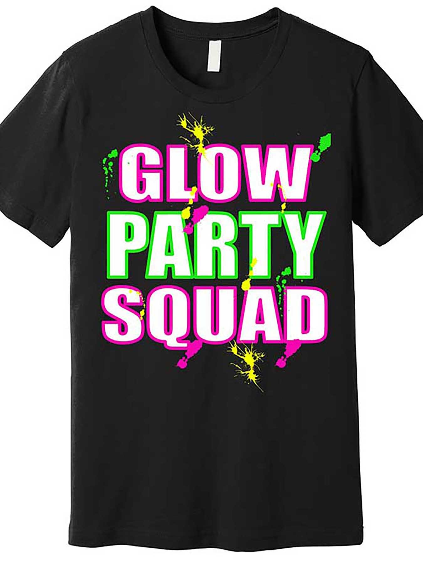 Men's Graphic T-Shirt Glow Party Squad Neon Splash Colors With Glowing Paint Effects