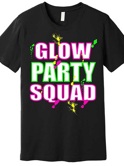 Men's Graphic T-Shirt Glow Party Squad Neon Splash Colors With Glowing Paint Effects