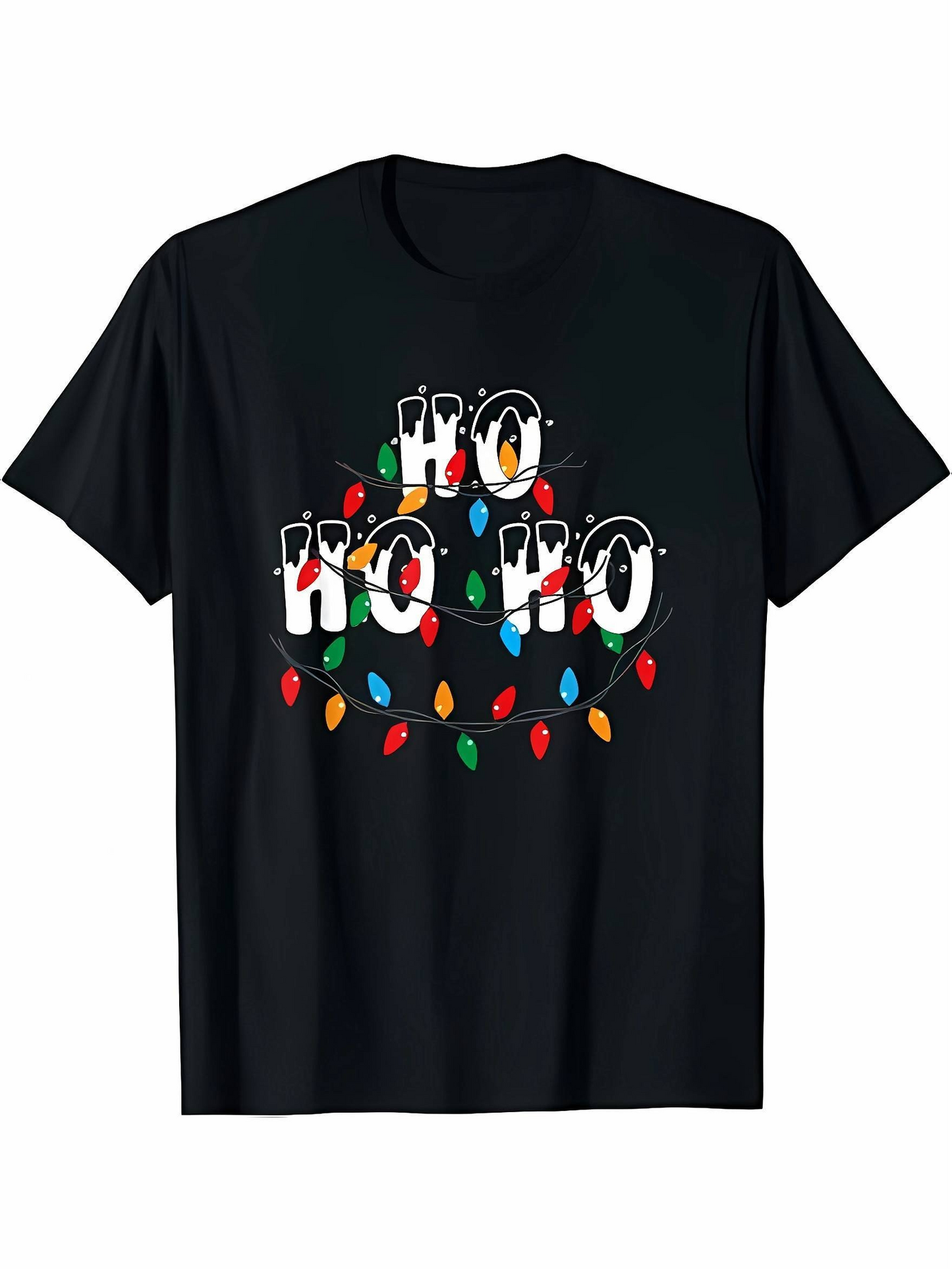 Men's Graphic T-Shirt Ho Ho Ho Christmas Colorful Lights Garland T Shirt