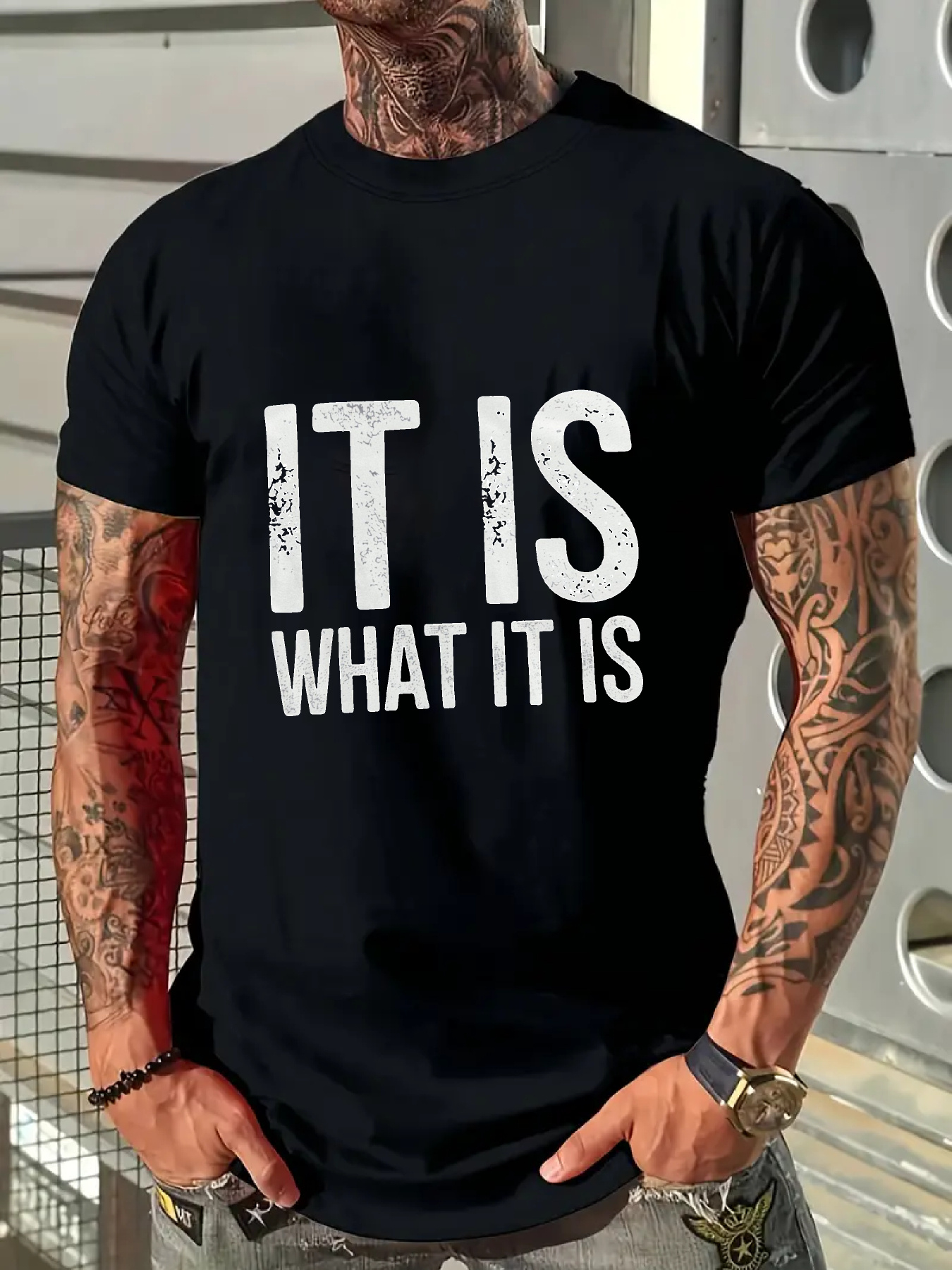 Men's Graphic T-Shirt Distressed Bold White Slogan On Soft Cotton T Shirt