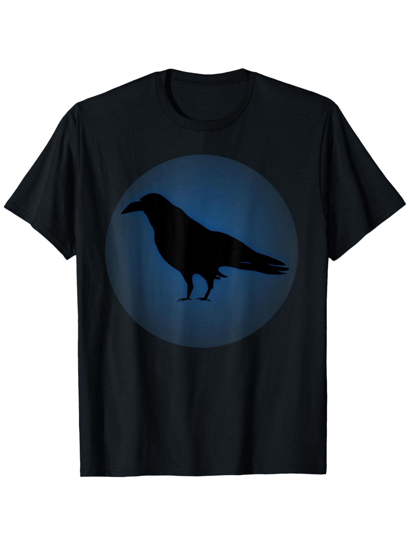 Men's Graphic T-Shirt Silhouette Against Blue Moonlit Night Raven