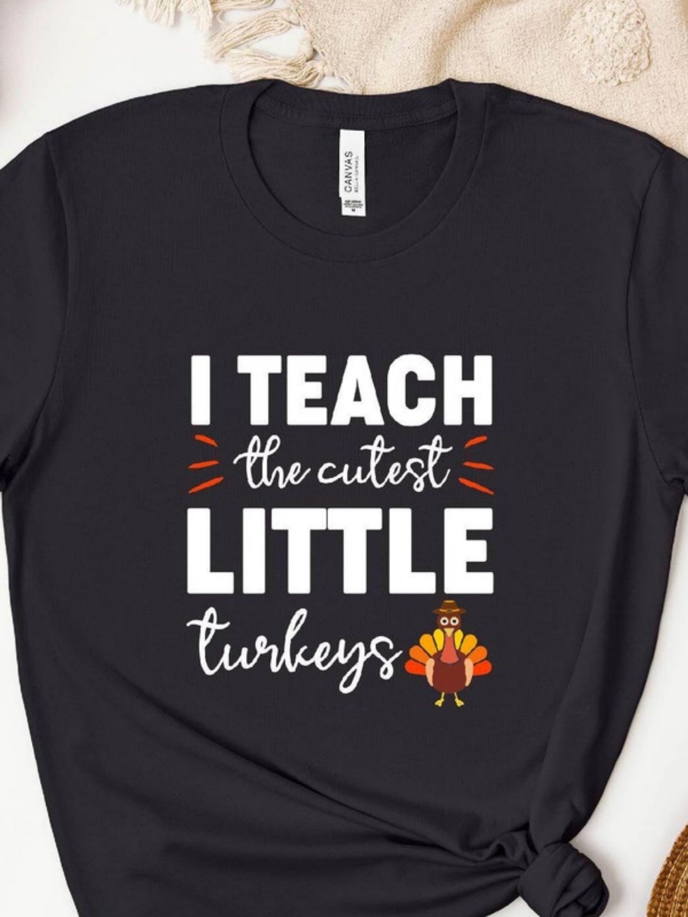 Men's Graphic T-Shirt I Teach The Cutest Little Turkeys Surrounded By Playful Thanksgiving Cartoon Turkey